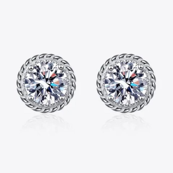 2 Carat Moissanite 925 Sterling Silver Stud Earrings - Picture 1 of 6